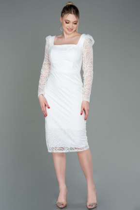 Midi White Invitation Dress ABK1749