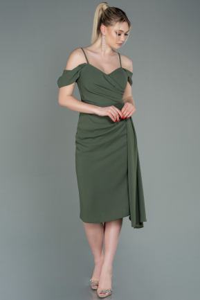 Midi Olive Drab Plus Size Evening Dress ABK1751
