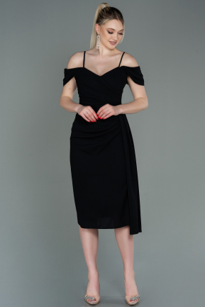 Midi Black Plus Size Evening Dress ABK1751