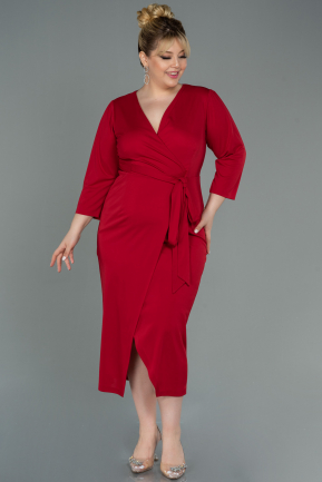 Midi Red Plus Size Evening Dress ABK1744