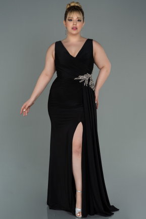 Long Black Plus Size Evening Dress ABU3122