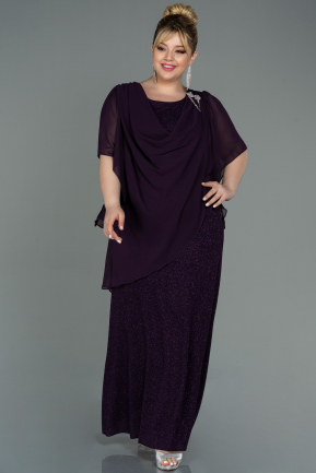 Long Dark Purple Plus Size Evening Dress ABU3124