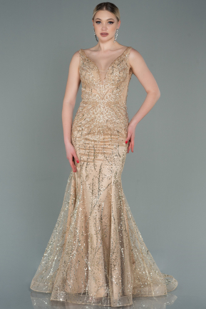 Gold Long Mermaid Evening Dress ABU2988