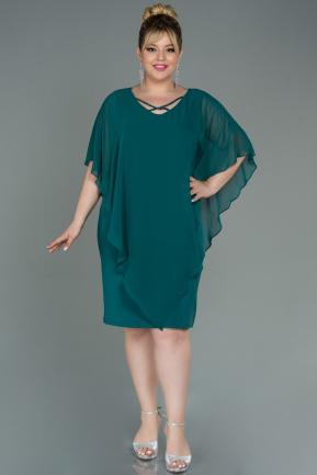 Green Short Chiffon Plus Size Evening Dress ABK1494