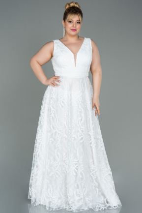 White Long Plus Size Evening Dress ABU2537