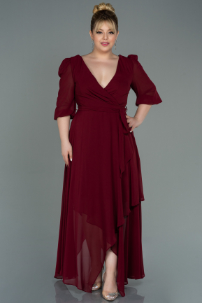 Burgundy Midi Chiffon Oversized Evening Dress ABK1083