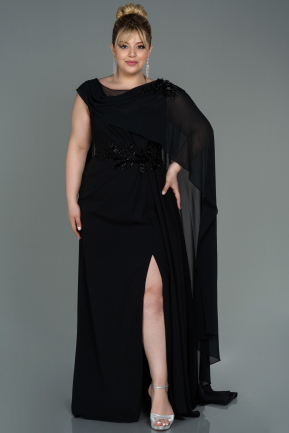 Long Black Plus Size Evening Dress ABU3131