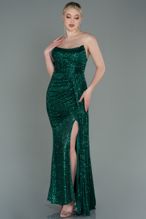 Long Emerald Green Scaly Evening Dress ABU3134