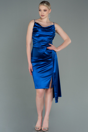Midi Sax Blue Invitation Dress ABK1757