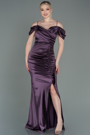 Long Lavender Satin Evening Dress ABU3139