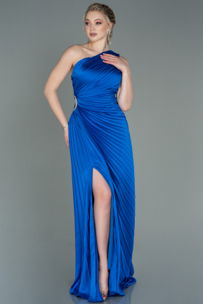 Long Sax Blue Satin Prom Gown ABU3159