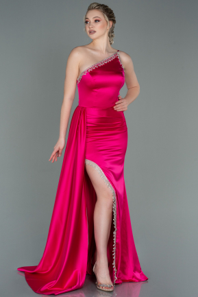 Fuchsia Long Satin Evening Dress ABU2386