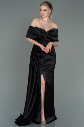 Black Long Satin Evening Dress ABU2893