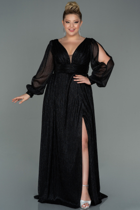 Long Black Plus Size Evening Dress ABU3154