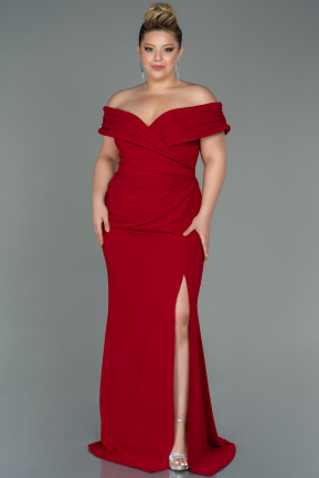 Long Red Plus Size Evening Dress ABU3172