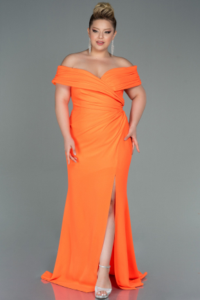 Long Orange Plus Size Evening Dress ABU3172