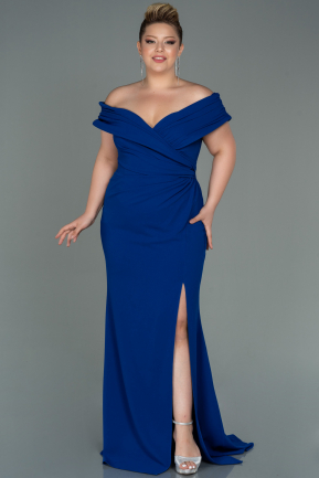 Long Sax Blue Plus Size Evening Dress ABU3172