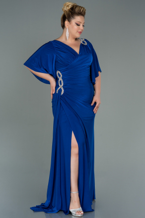 Long Sax Blue Plus Size Evening Dress ABU3173