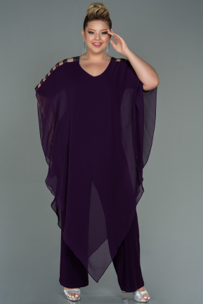 Dark Purple Chiffon Plus Size Evening Dress ABT080