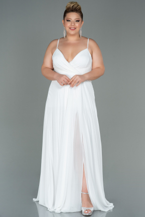 White Long Plus Size Evening Dress ABU1324