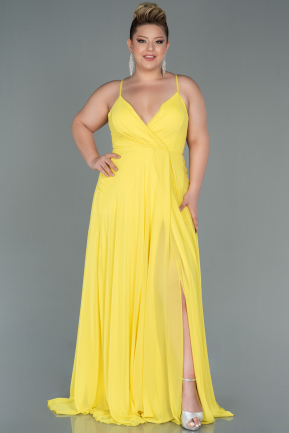 Yellow Long Plus Size Evening Dress ABU1324