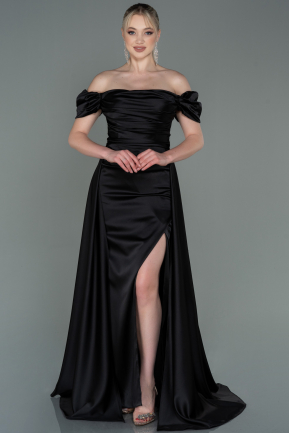 Black Long Satin Evening Dress ABU2903