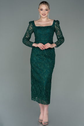Midi Emerald Green Invitation Dress ABK1785