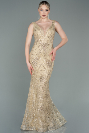 Long Gold Mermaid Prom Dress ABU3178