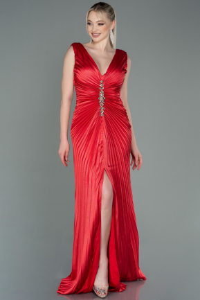 Long Red Satin Evening Dress ABU3183
