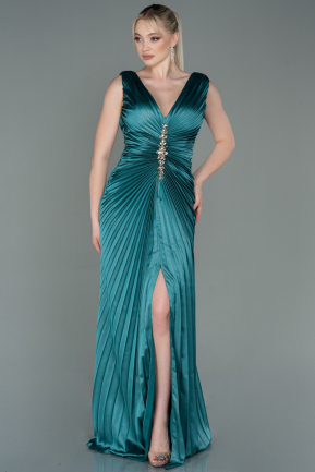 Long Oil Green Satin Evening Dress ABU3183