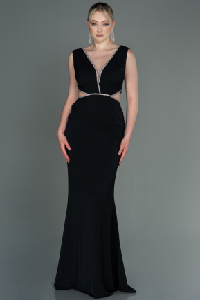 Long Black Chiffon Prom Gown ABU3184