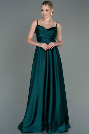 Long Emerald Green Satin Evening Dress ABU1601