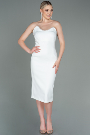 Midi White Invitation Dress ABK1795