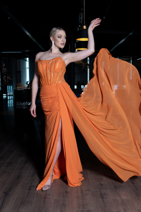 Orange Long Chiffon Evening Dress ABU3145