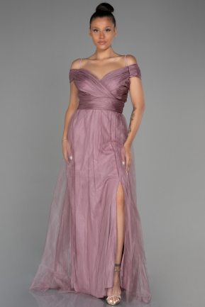 Rose Colored Long Evening Dress ABU2336