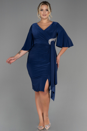 Midi Navy Blue Plus Size Evening Dress ABK1801