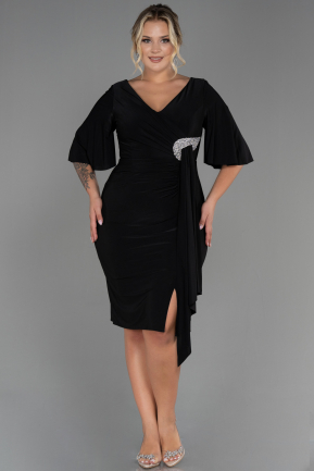 Midi Black Plus Size Evening Dress ABK1801