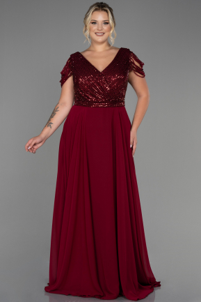 Burgundy Long Plus Size Evening Dress ABU828