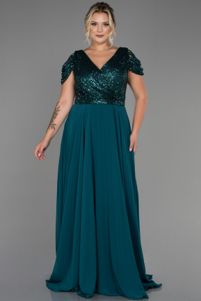 Emerald Green Long Plus Size Evening Dress ABU828