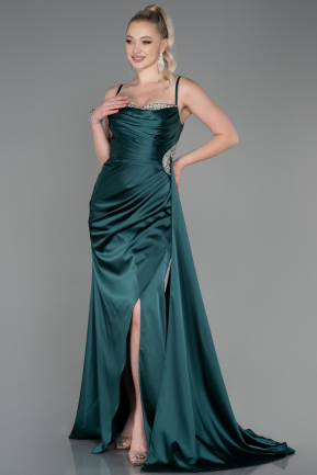 Long Emerald Green Satin Evening Dress ABU2792