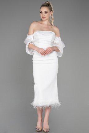 Midi White Invitation Dress ABK1796