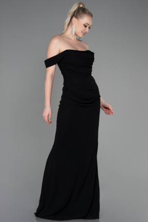 Long Black Chiffon Plus Size Evening Dress ABU3353