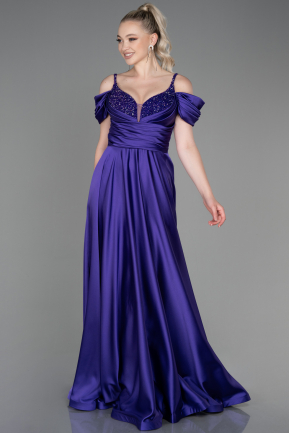 Long Purple Satin Evening Dress ABU3226