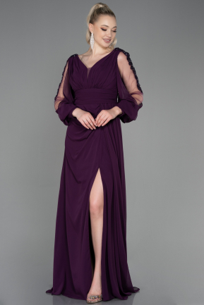 Long Purple Chiffon Evening Dress ABU3220