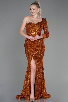 Long Orange Scaly Mermaid Prom Dress ABU3427