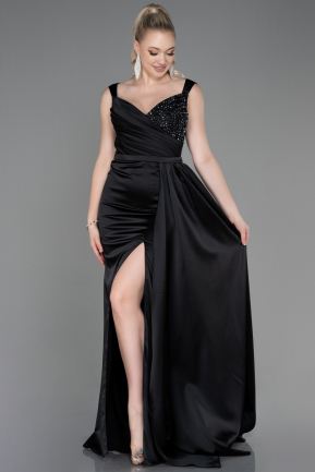 Long Black Satin Evening Dress ABU3235