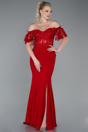 Long Red Dantelle Mermaid Prom Dress ABU2581