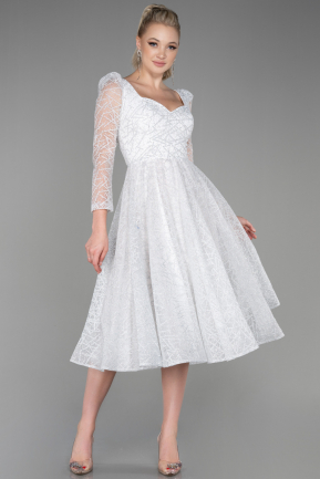 White Midi Invitation Dress ABK1668