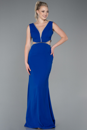 Sax Blue Long Chiffon Prom Gown ABU3184