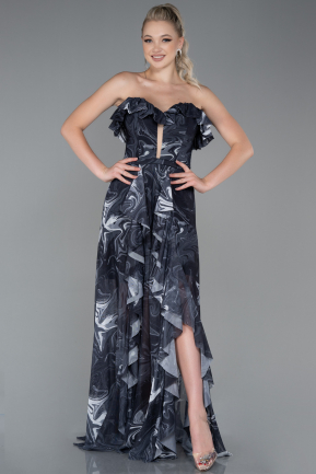 Black-Anthracite Long Prom Gown ABU3086